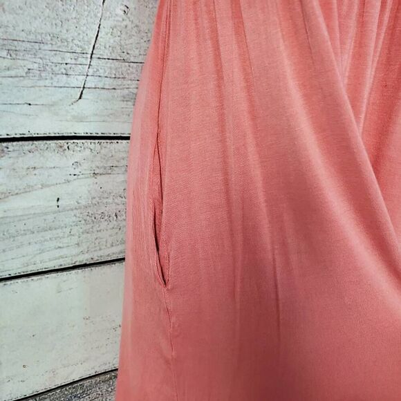 Maurices 24/7 Women’s XS Sleeveless Coral Pink Midi Dress Elastic Waist Rayon Sp - Picture 4 of 7